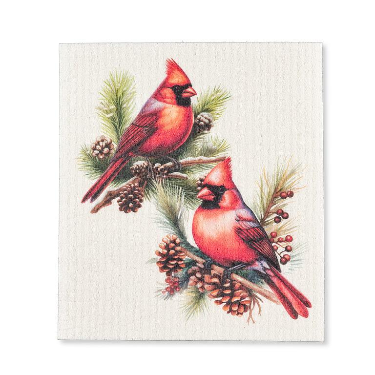 Cardinals & Pinecones Dishcloth